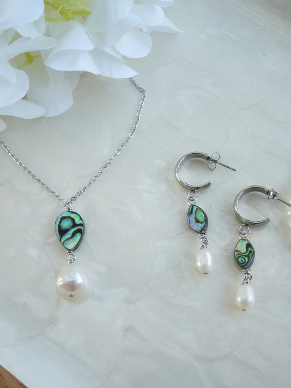 Abalone and Freshwater Pearl Jewelry Set